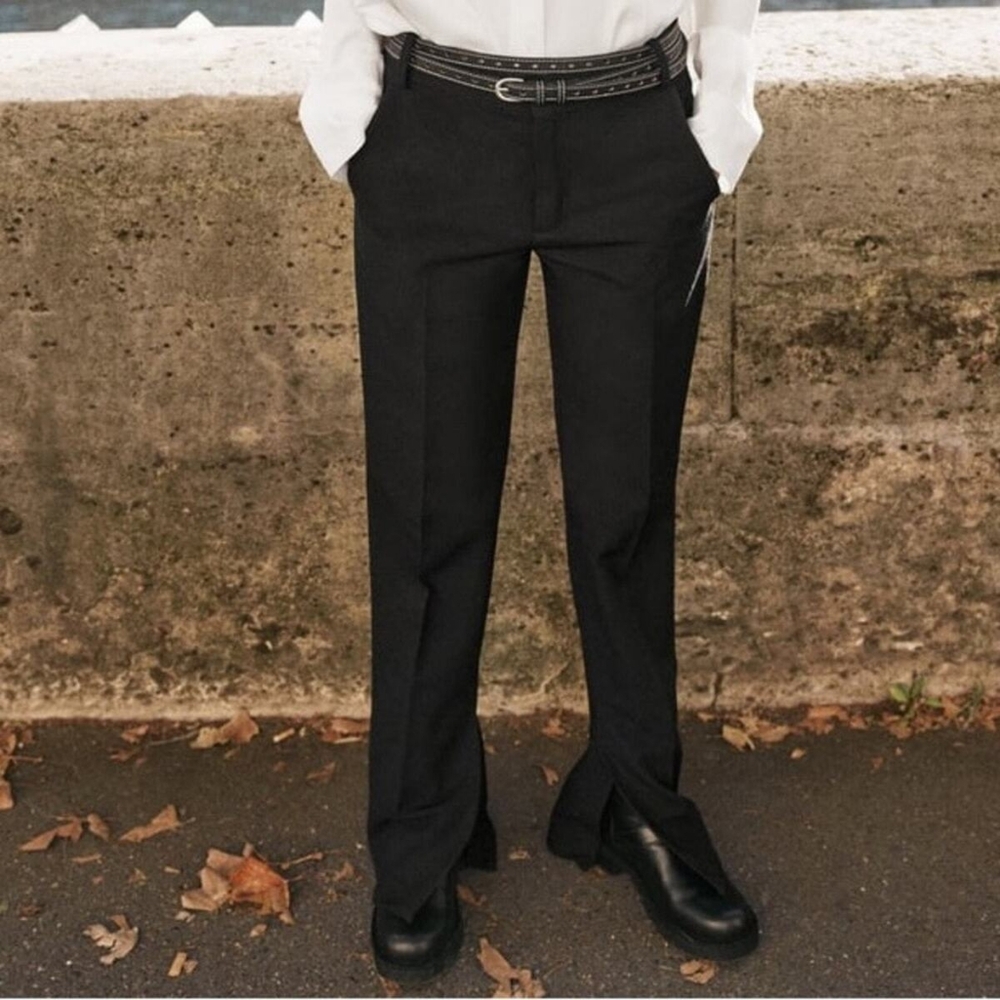 [NEW] Zara ZW Collection Minimalist Split Leg Black Pants Size M - Picture 2 of 14